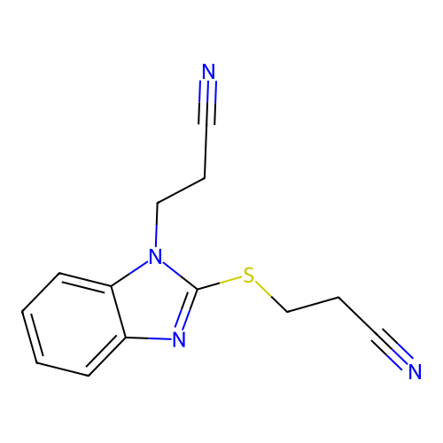 3-{[1-(2-cyanoethyl)-1H-benzimidazol-2-yl]sulfanyl}propanenitrile structure