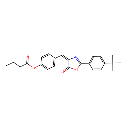 4-[(2-(4-tert-butylphenyl)-5-oxo-1,3-oxazol-4(5H)-ylidene)methyl]phenyl butyrate structure