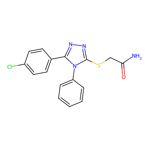 2-{[5-(4-chlorophenyl)-4-phenyl-4H-1,2,4-triazol-3-yl]sulfanyl}acetamide structure