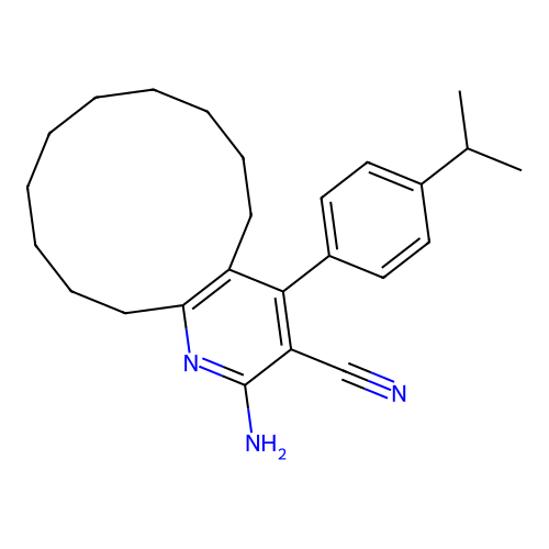2-amino-4-(4-isopropylphenyl)-5,6,7,8,9,10,11,12,13,14-decahydrocyclododeca[b]pyridine-3-carbonitrile structure