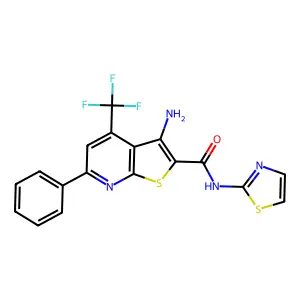 3-Amino-6-PH-N-(1,3-thiazol-2-YL)4-(tri-F-ME)thieno(2,3-B)pyridine-2-carboxamide structure