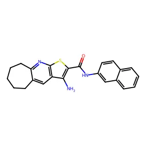 3-amino-N-(2-naphthyl)-6,7,8,9-tetrahydro-5H-cyclohepta[b]thieno[3,2-e]pyridine-2-carboxamide structure