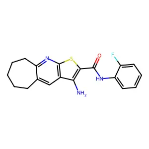 3-amino-N-(2-fluorophenyl)-6,7,8,9-tetrahydro-5H-cyclohepta[b]thieno[3,2-e]pyridine-2-carboxamide structure