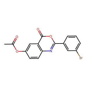 2-(3-bromophenyl)-4-oxo-4H-3,1-benzoxazin-6-yl acetate structure