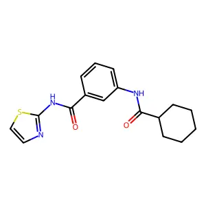 3-(cyclohexanecarbonylamino)-N-(1,3-thiazol-2-yl)benzamide structure