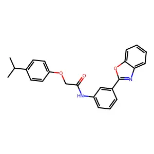 N-[3-(1,3-benzoxazol-2-yl)phenyl]-2-(4-propan-2-ylphenoxy)acetamide structure