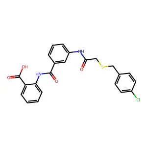 2-{[3-({[(4-Chlorobenzyl)thio]acetyl}amino)benzoyl]amino}benzoic acid structure