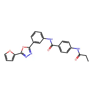 N-[3-[5-(furan-2-yl)-1,3,4-oxadiazol-2-yl]phenyl]-4-(propanoylamino)benzamide structure