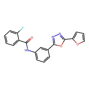 2-fluoro-N-[3-[5-(furan-2-yl)-1,3,4-oxadiazol-2-yl]phenyl]benzamide structure