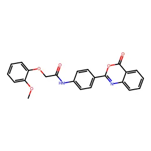 2-(2-methoxyphenoxy)-N-[4-(4-oxo-4H-3,1-benzoxazin-2-yl)phenyl]acetamide structure