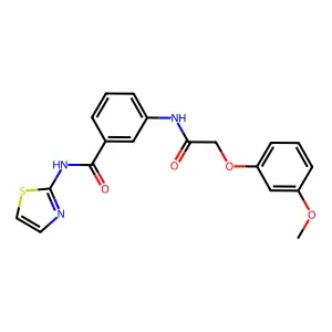 3-{[(3-methoxyphenoxy)acetyl]amino}-N-(1,3-thiazol-2-yl)benzamide structure