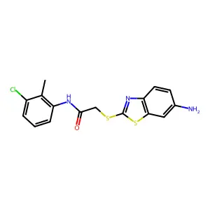 2-[(6-amino-1,3-benzothiazol-2-yl)sulfanyl]-N-(3-chloro-2-methylphenyl)acetamide structure
