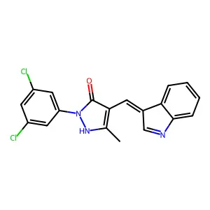 2-(3,5-dichlorophenyl)-4-(1H-indol-3-ylmethylene)-5-methyl-2,4-dihydro-3H-pyrazol-3-one structure