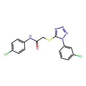 N-(4-chlorophenyl)-2-[1-(3-chlorophenyl)tetrazol-5-yl]sulfanylacetamide structure