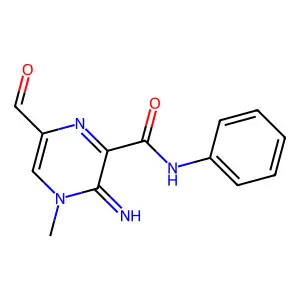 6-formyl-3-imino-4-methyl-N-phenyl-3,4-dihydro-2-pyrazinecarboxamide structure