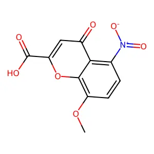 5-nitro-8-methoxy-4-oxo-4H-chromene-2-carboxylic acid structure