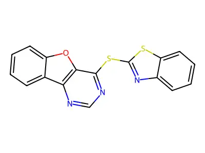 4-(1,3-Benzothiazol-2-ylsulfanyl)-[1]benzofuro[3,2-d]pyrimidine structure