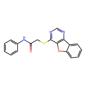 2-([1]benzofuro[3,2-d]pyrimidin-4-ylsulfanyl)-N-phenylacetamide structure
