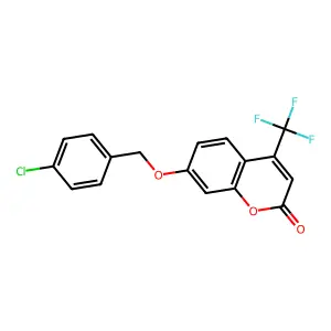 7-[(4-Chlorophenyl)methoxy]-4-(trifluoromethyl)chromen-2-one structure