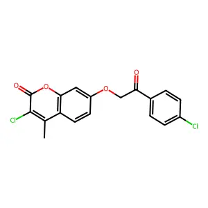 3-chloro-7-[2-(4-chlorophenyl)-2-oxoethoxy]-4-methyl-2H-chromen-2-one structure