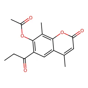 4,8-dimethyl-2-oxo-6-propionyl-2H-chromen-7-yl acetate structure