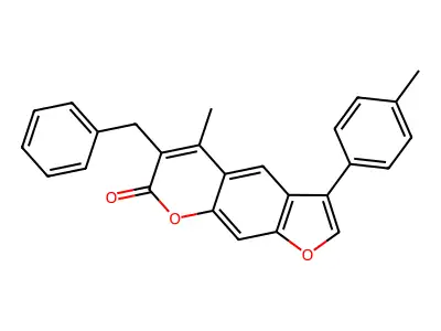 6-benzyl-5-methyl-3-(4-methylphenyl)-7H-furo[3,2-g]chromen-7-one structure
