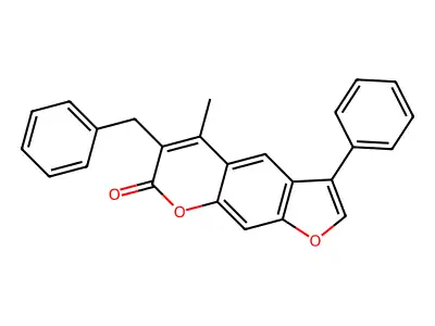 6-benzyl-5-methyl-3-phenyl-7H-furo[3,2-g]chromen-7-one structure