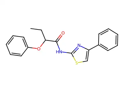 2-phenoxy-N-(4-phenyl-1,3-thiazol-2-yl)butanamide structure