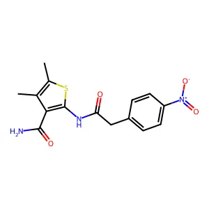 4,5-Dimethyl-2-[[2-(4-nitrophenyl)acetyl]amino]thiophene-3-carboxamide structure
