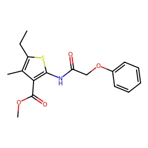 Methyl 5-ethyl-4-methyl-2-[(phenoxyacetyl)amino]thiophene-3-carboxylate structure