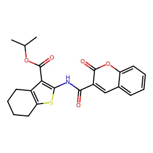 propan-2-yl 2-[(2-oxochromene-3-carbonyl)amino]-4,5,6,7-tetrahydro-1-benzothiophene-3-carboxylate structure