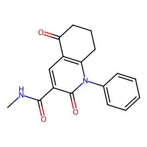 N-methyl-2,5-dioxo-1-phenyl-7,8-dihydro-6H-quinoline-3-carboxamide structure