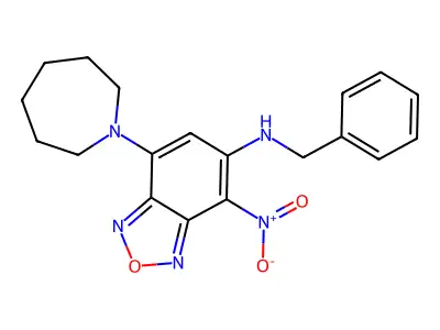 7-(azepan-1-yl)-N-benzyl-4-nitro-2,1,3-benzoxadiazol-5-amine structure