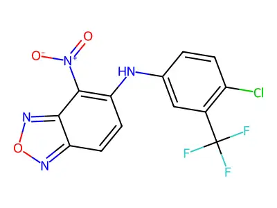 N-[4-chloro-3-(trifluoromethyl)phenyl]-4-nitro-2,1,3-benzoxadiazol-5-amine structure