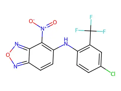 N-[4-chloro-2-(trifluoromethyl)phenyl]-4-nitro-2,1,3-benzoxadiazol-5-amine structure