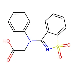 N-(1,1-dioxido-1,2-benzothiazol-3-yl)-N-phenylglycine structure