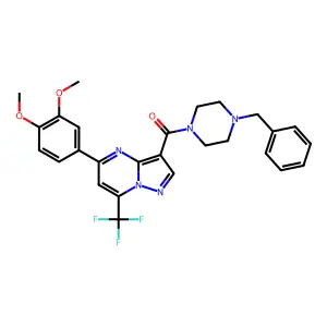 (4-benzylpiperazin-1-yl)-[5-(3,4-dimethoxyphenyl)-7-(trifluoromethyl)pyrazolo[1,5-a]pyrimidin-3-yl]methanone structure