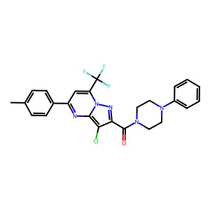 [3-chloro-5-(4-methylphenyl)-7-(trifluoromethyl)pyrazolo[1,5-a]pyrimidin-2-yl](4-phenylpiperazin-1-yl)methanone structure