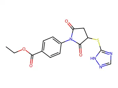 ethyl 4-[2,5-dioxo-3-(4H-1,2,4-triazol-3-ylsulfanyl)pyrrolidin-1-yl]benzoate structure
