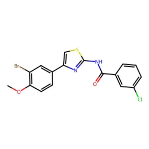 N-[4-(3-bromo-4-methoxyphenyl)-1,3-thiazol-2-yl]-3-chlorobenzamide structure