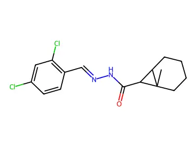 N'-(2,4-dichlorobenzylidene)-1-methylbicyclo[4.1.0]heptane-7-carbohydrazide structure