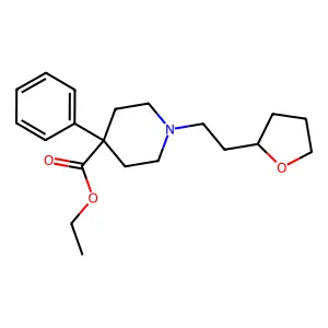 Isonipecotic acid, 4-phenyl-1-(2-(tetrahydro-2-furyl)ethyl)-, ethyl ester structure