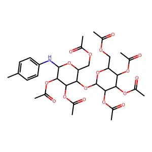 [4,5-diacetyloxy-6-(4-methylanilino)-3-[3,4,5-triacetyloxy-6-(acetyloxymethyl)oxan-2-yl]oxyoxan-2-yl]methyl acetate structure