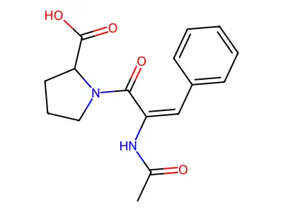 1-[(E)-2-acetamido-3-phenylprop-2-enoyl]pyrrolidine-2-carboxylic acid structure