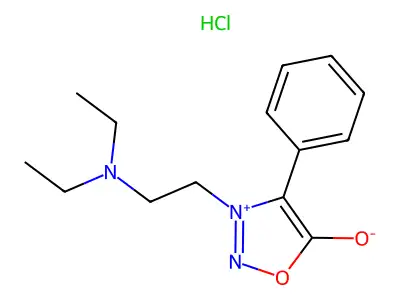 Sydnone, 3-(2-(diethylamino)ethyl)-4-phenyl-, monohydrochloride structure
