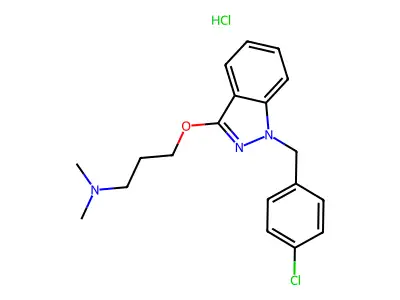 1H-Indazole, 1-(p-chlorobenzyl)-3-(3-(dimethylamino)propoxy)-, monohydrochloride structure