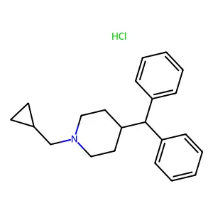 Piperidine, 1-cyclopropylmethyl-4-diphenylmethyl-, hydrochloride structure