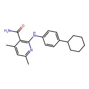 2-(4-Cyclohexylanilino)-4,6-dimethylpyridine-3-carboxamide structure