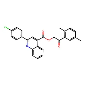 2-(2,5-Dimethylphenyl)-2-oxoethyl 2-(4-chlorophenyl)quinoline-4-carboxylate structure