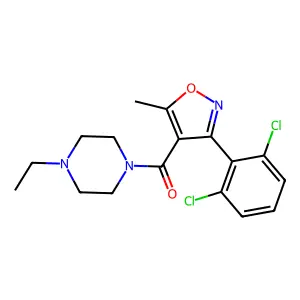 3-(2,6-Dichlorophenyl)-5-methylisoxazol-4-yl 4-ethylpiperazinyl ketone structure